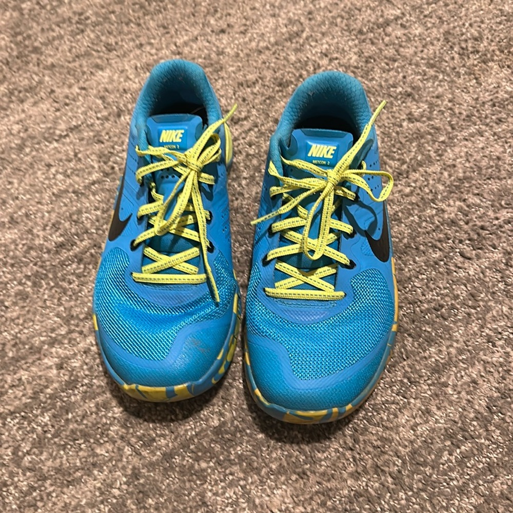 Womens Nike Metcon 2 Blue and Lime Green Size 6